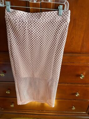 Forever 21 Blush Pink Knit Mesh Midi Skirt